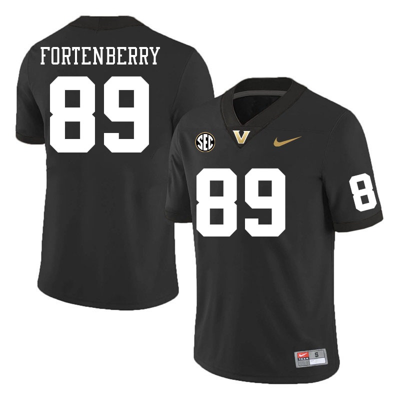 Vanderbilt Commodores #89 Tyler Fortenberry College Football Jerseys Stitched Sale-Black